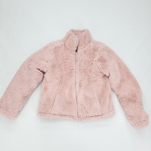 Miss Selfie Reversible Puffer Jacket Girls 5 Pink Plush Fleece Quilted Full Zip - Picture 7 of 9
